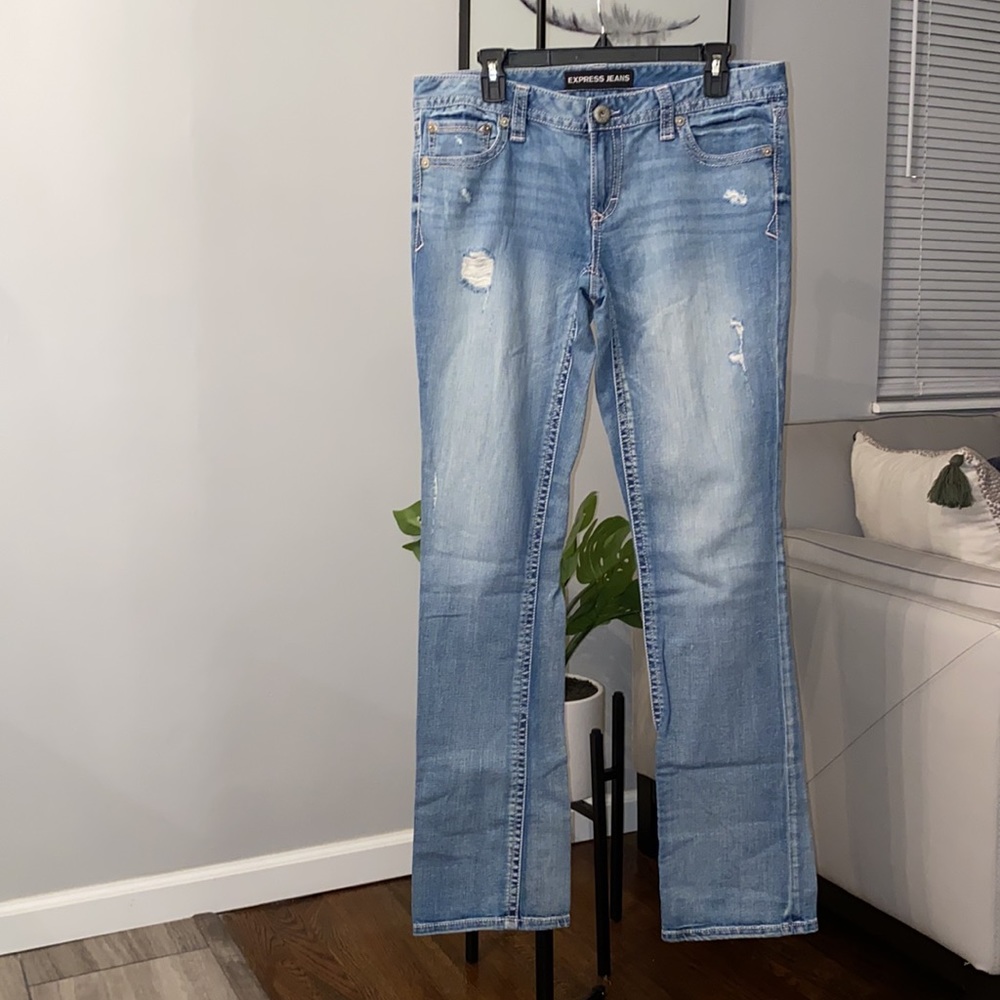 Express Jeans Barely Bootcut Size 10 Long - image 1